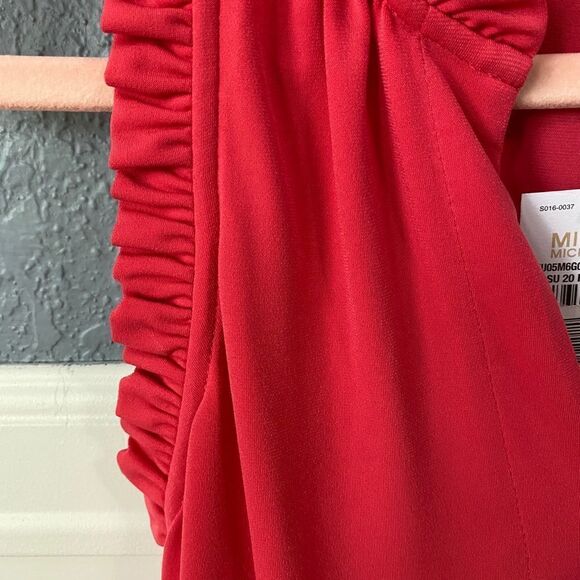 Michael Kors Pink Lux Matte Jersey Ruffle Trim Top - Picture 7 of 8